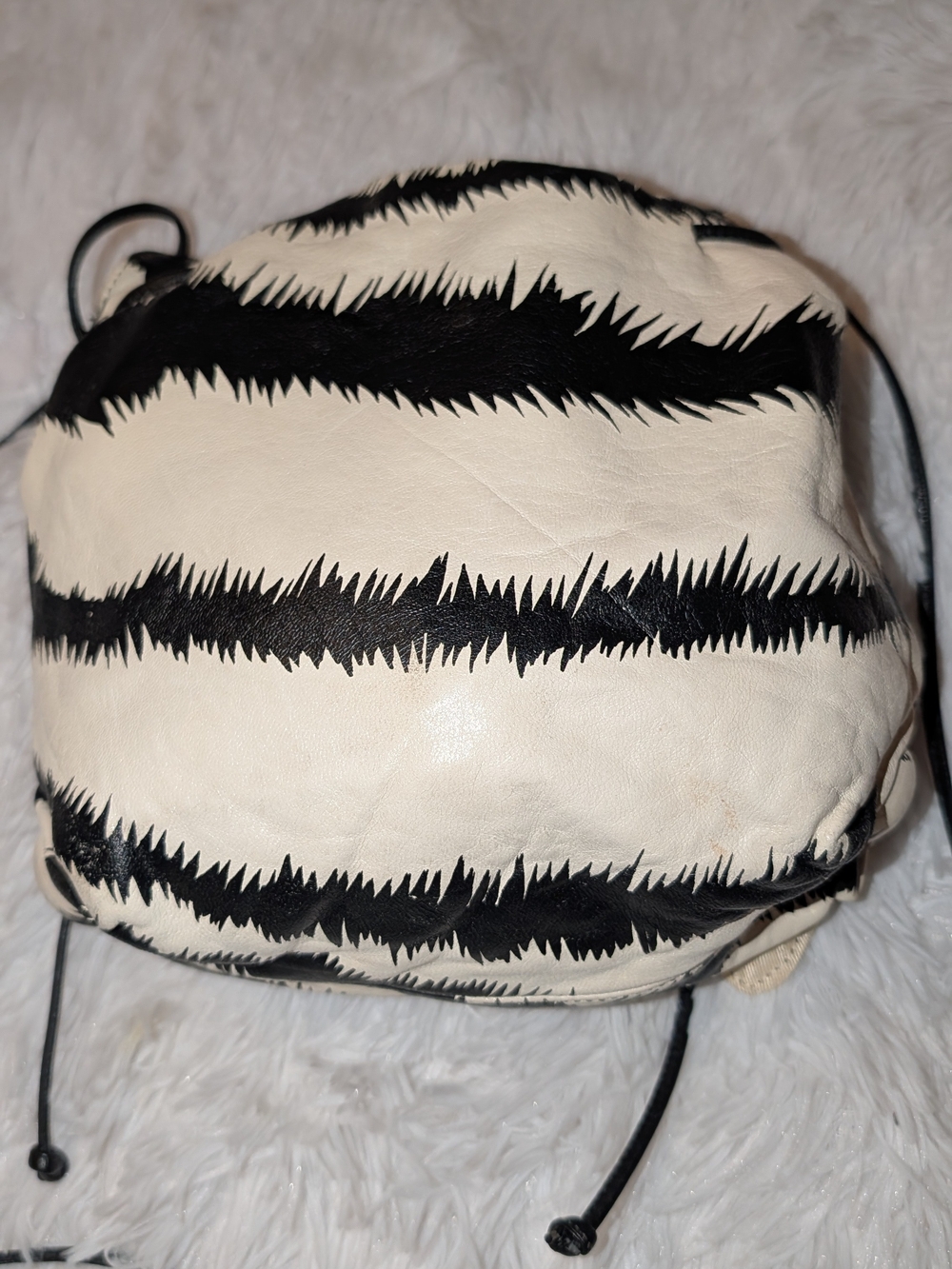 Carlos Falchi Leather Sac Black White - Picture 3 of 13